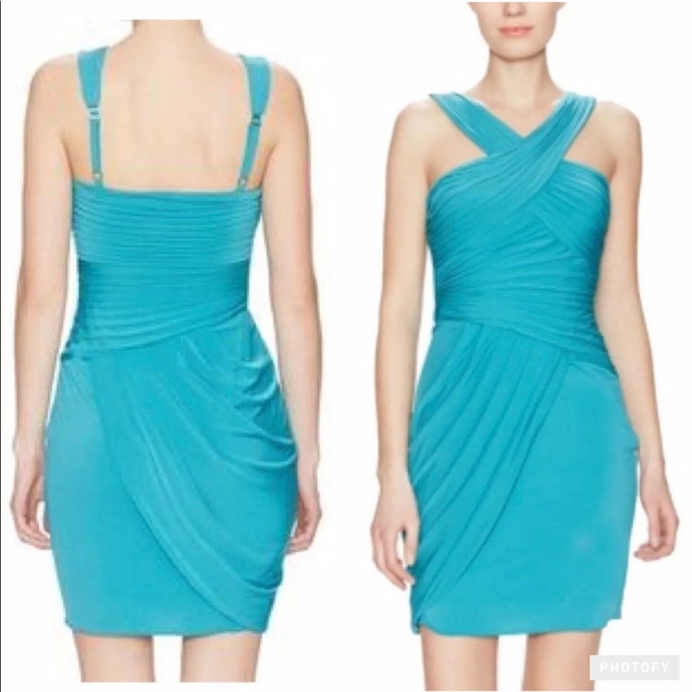 BCBG MaxAzria Helyn Blue jade pleated dress